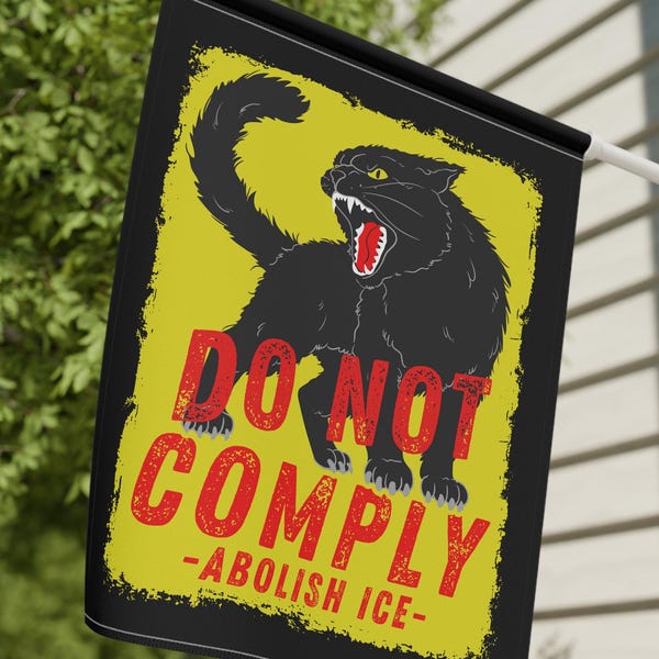 Do Not Comply Abolish Ice Chinga La Migra Flag Black Cat Flag Anti Maga Flag Antifa Flag Fight Fascism Flag Custom Flag  Community Resist