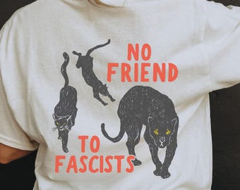 Black Cat AntiFascist Shirt Retro Leftist Shirt Antifa Panther Shirt Fight Fascism Shirt Anti Nazi Fight Fascism Power to the People