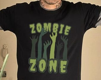 Zombie Zone Vintage Horror Shirt Psychobilly Cramps Crypt Retro Gore Shirt