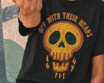 Off With Their Heads 8647 FDT Skull Shirt Risograph Anti Trump Goth Skull Day Of The Dead Fuck Trump Shirt