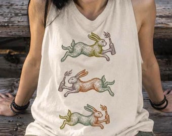 Resistance Rabbit Linocut Tank Top Ungovernable Tank Top Resist Antifa Antifascist Tank Top Subtle Resistance Do Not Comply Burn It Down