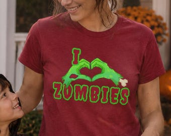 I Love Zombies Vintage Horror Shirt Zombie Shirt Halloween Zombie Shirt Vintage Zombie Psychobilly Shirt