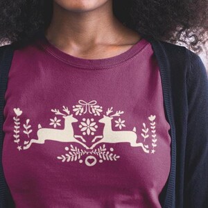 Scandinavian Xmas Shirt Hygge Christmas Shirt  Nordic Folk Art shirt, Norwegian Christmas Shirt, Swedish Christmas Shirt Norwegian Folk Art