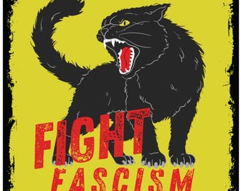 ファシズムと戦う、反ファシズム、反ファシズム、左翼ステッカー、反トランプステッカー、左翼ステッカー、抵抗ステッカー、反ファシズムステッカー、アンティファキャット