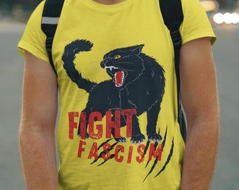 FIGHT Fascism Antifascism Anti Fascism Antifascist Leftist Resistance Antifascist Antifa Cat Socialism Not My President Liberal Tshirt