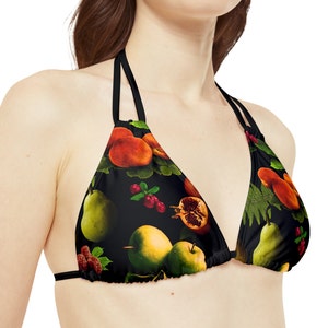Romantic Goth swim Goth Summer Dark Botanical Print Dark botanical bikini goth swimsuit string bikini summer goth clothing summer goth