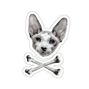 Naklejka na kota Sfinksa Sfinksa Silly Cat Mom Goth Kitty koszulka CrossBones Naklejka na laptopa CrossBones Goth Naklejka na butelkę z wodą