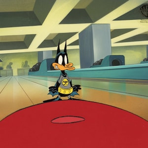 Tiny Toons Original Production Cel on Original Hand-Painted Production Background: Batduck