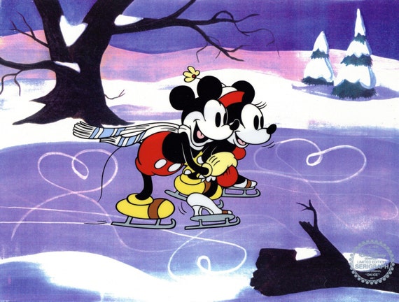 Mickey Mouse and Minnie Mouse Skating Lesson Sericel - Etsy