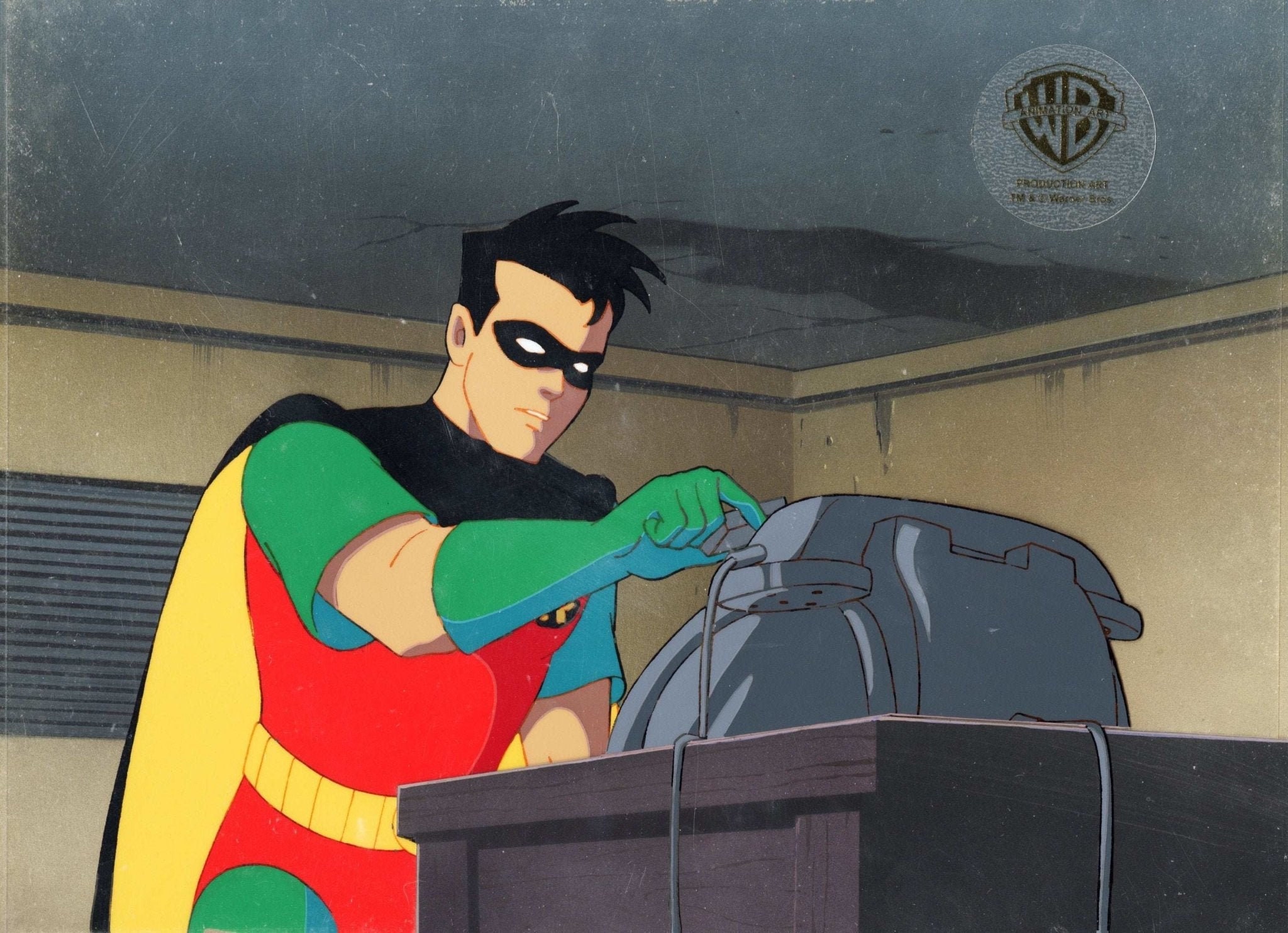 Batman The Animated Series Original Production Cel On Original Background: Robin