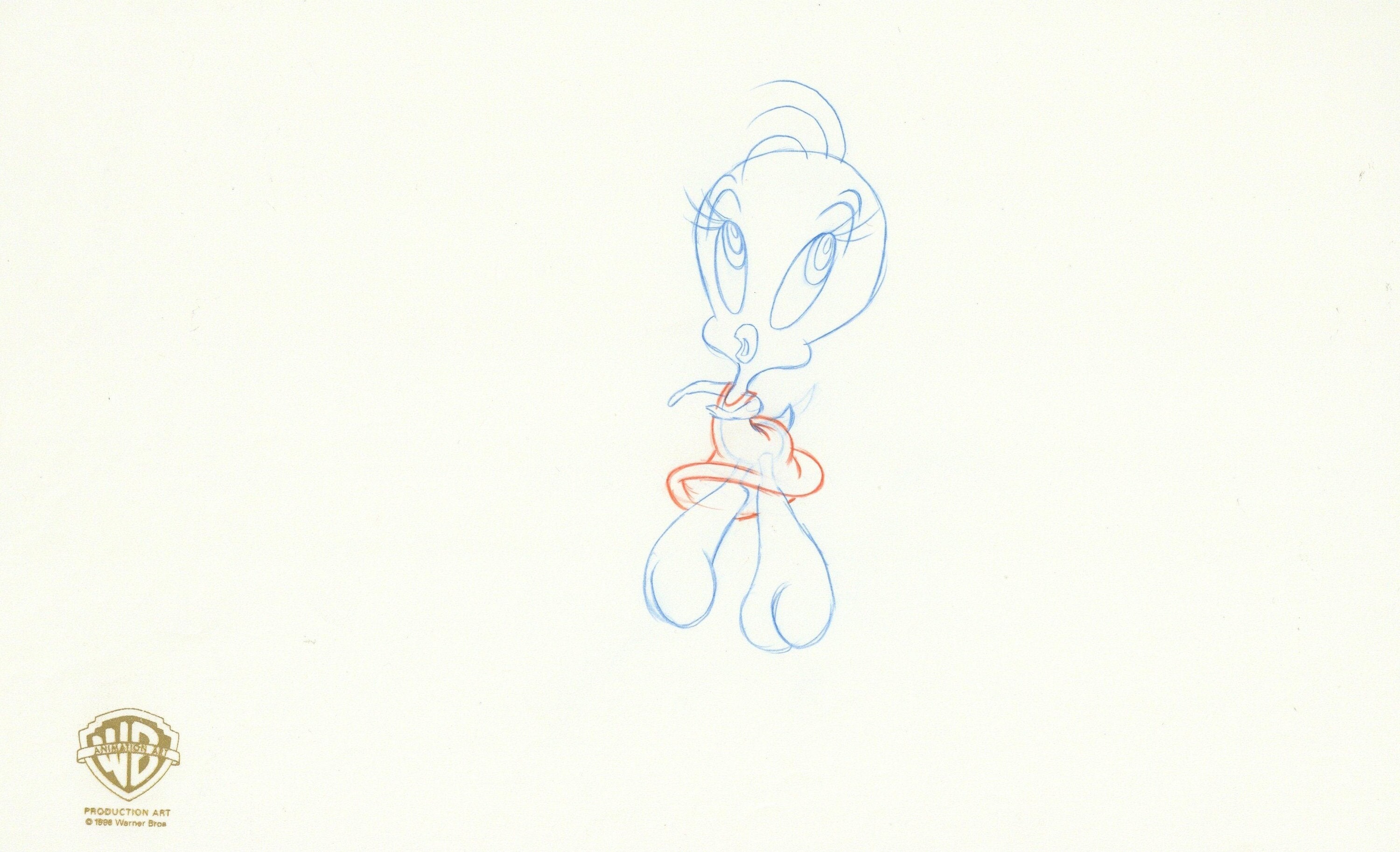Space Jam Original Production Drawing: Daffy Duck and Lola Bunny