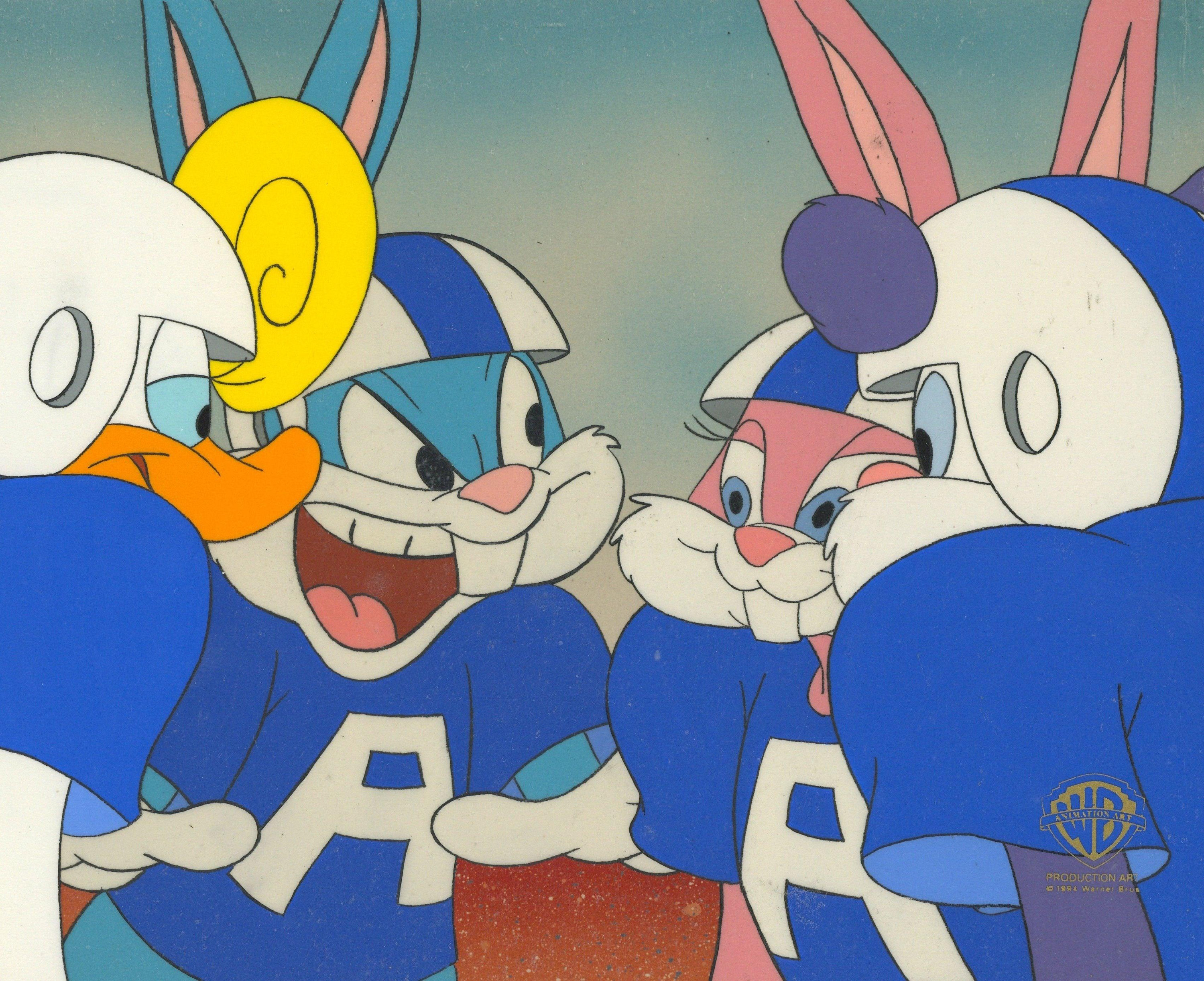 Babs Rodes Robinson Tiny Toons Original Production Cel: Buster Bunny, Plucky Duck, Fifi La ...