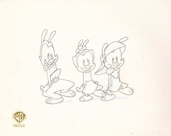 Animaniacs Original Production Drawing: Yakko, Wakko, and Dot