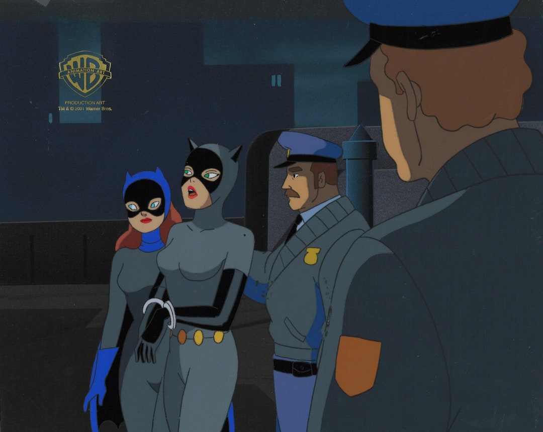 Batman the Animated Series Original Production Cel on Original Background:  Batgirl and Catwoman - Etsy, image size:1080x860