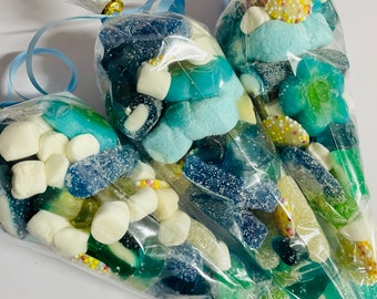 Conos dulces de goma y gaseosos Pick N Mix con temática de color azul - Bolsas de fiesta