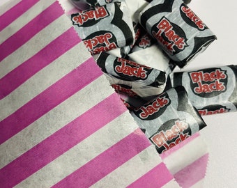 Bolsas de dulces llenas de dulces tradicionales retro/old school de Black Jacks. Perfecto para fiestas y eventos corporativos.