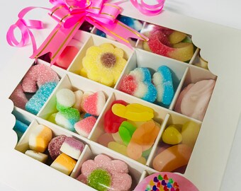 Caja de regalo de gomitas y dulces gaseosos Pick N Mix de feliz cumpleaños