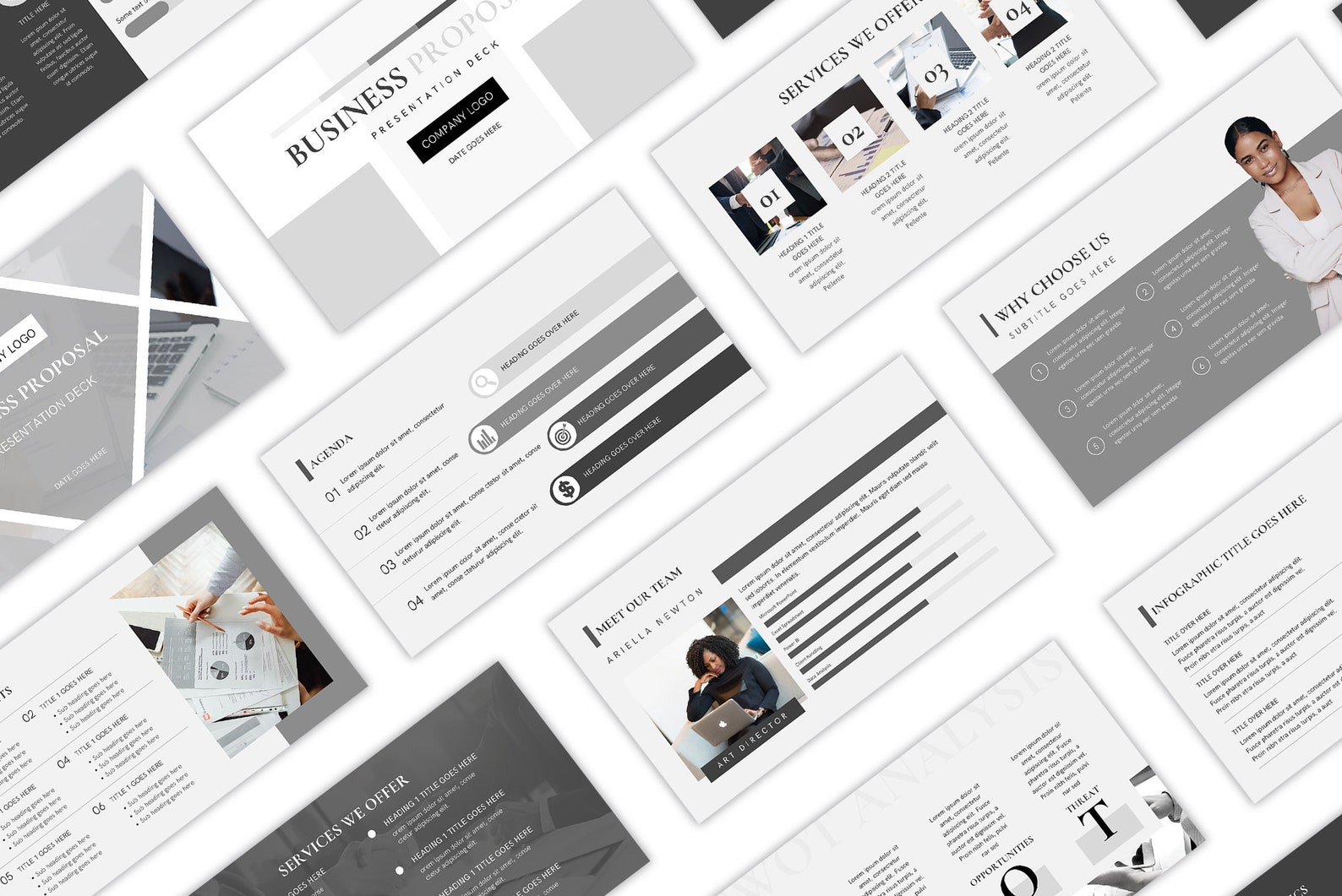 Business Proposal Pitch Deck, Canva Template, Online Course, Powerpoint Slides, Marketing