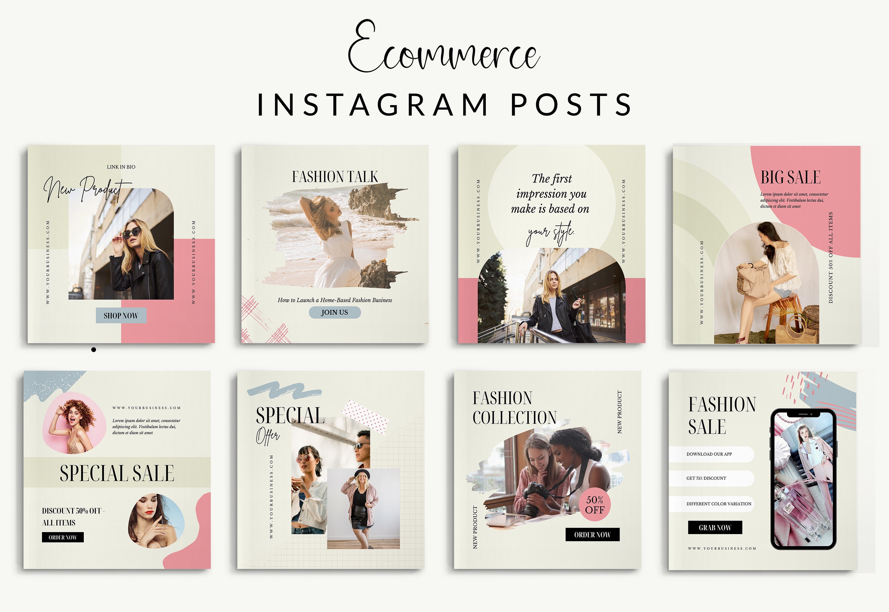 30 Ecommerce Instagram Posts Canva Templates Online Stores - Etsy