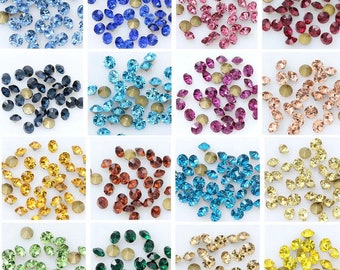 144 Uds. De diamantes de imitación en la parte posterior puntiaguda para hacer joyas, pequeños diamantes de imitación sueltos, cuentas de cristal brillantes de 1mm, 2mm, 3mm, 4mm y 5mm
