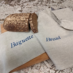 Leinen Brot Taschen |Ungebleichtes Flachs-Leinen | Loaf oder Baguette Größe | Schnur ziehen | Stabile französische Nähte |Nachhaltig|