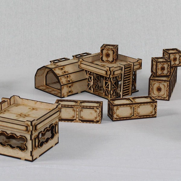 Laser Cut 28mm MDF Terrain: Sector 38 - Outpost Zeta Bundle