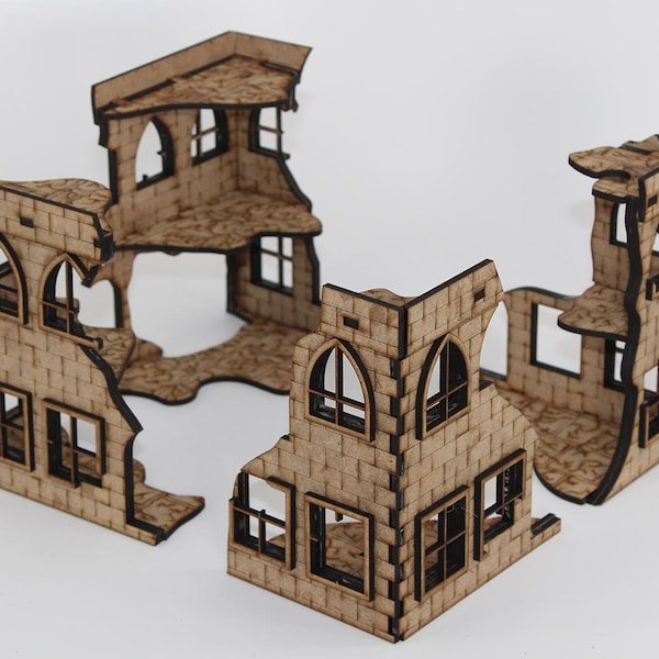 Laser Cut 28mm MDF Terrain: City Center Ruinscape - The Four Corners (Medium Ruins)