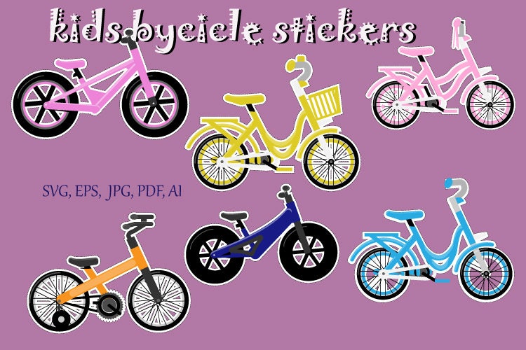 KIds Bicycle stickers pack Bike for childrensticker bundle. Etsy