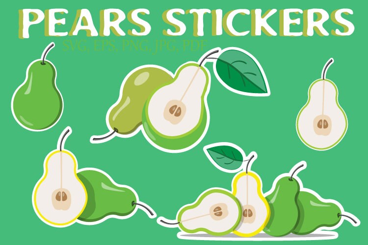 Download 5 pears sticker bundle. Vector Flat style. SVG sticker | Etsy