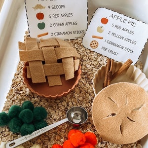 Apple Pie & Apple Crisp Sensory Bin for Toddlers, Fall Activity, Autumn Play image 1