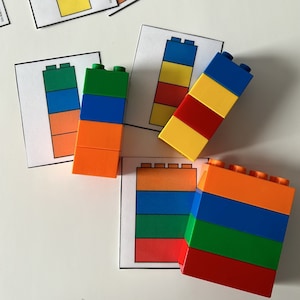 Building Blocks Cards for Sensory Bin, Toddler Activity, Building, Matching