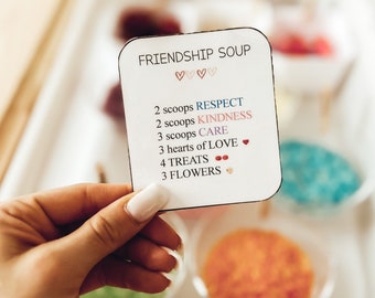 Friendship Soup Learning Cards - Valentines Day Sensory Bin