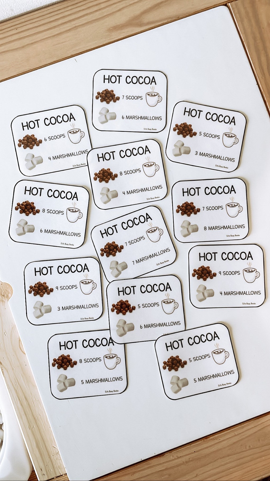 Hot Cocoa Sensory Bin Cards for Toddlers, Winter Activity, Chocolate ...