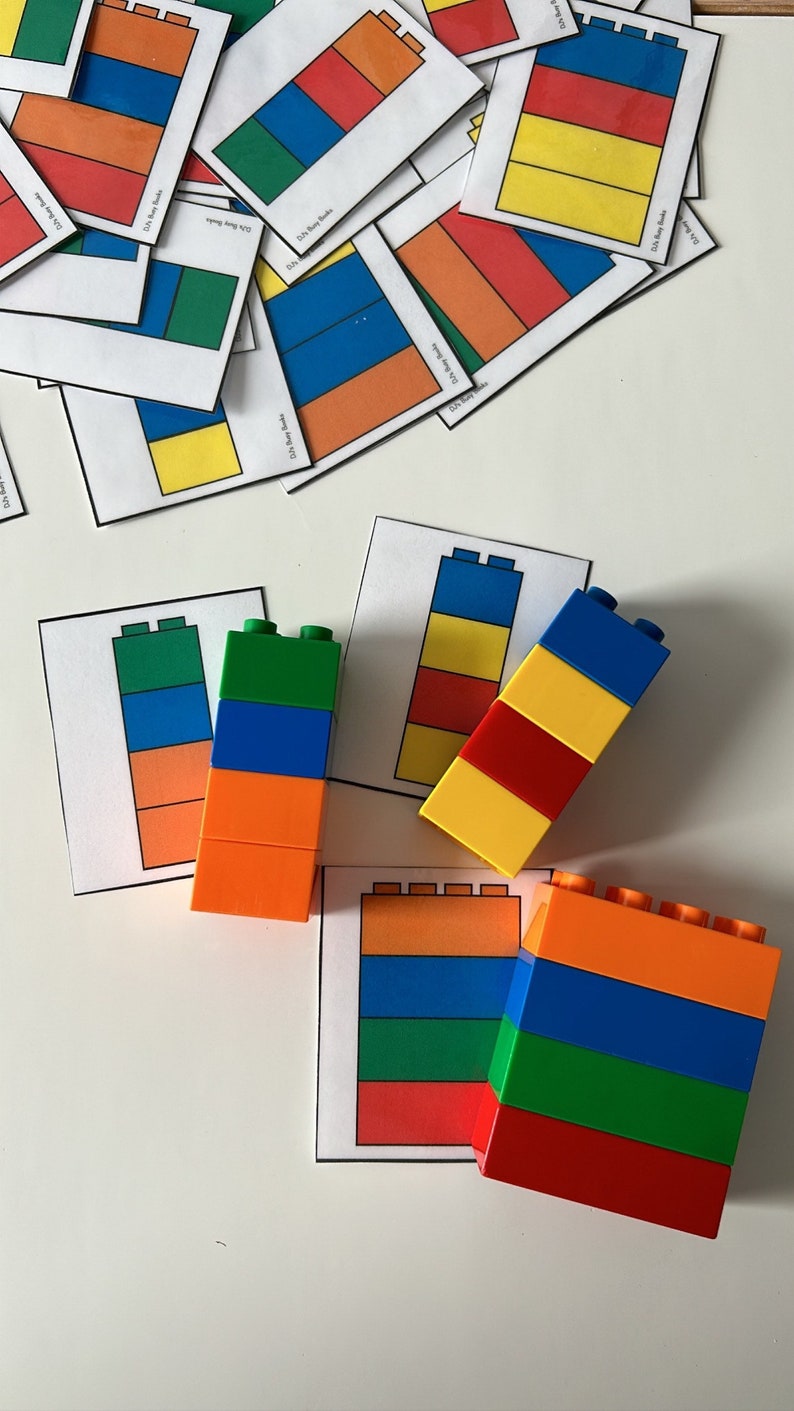 Building Blocks Cards for Sensory Bin Toddler Activity Etsy