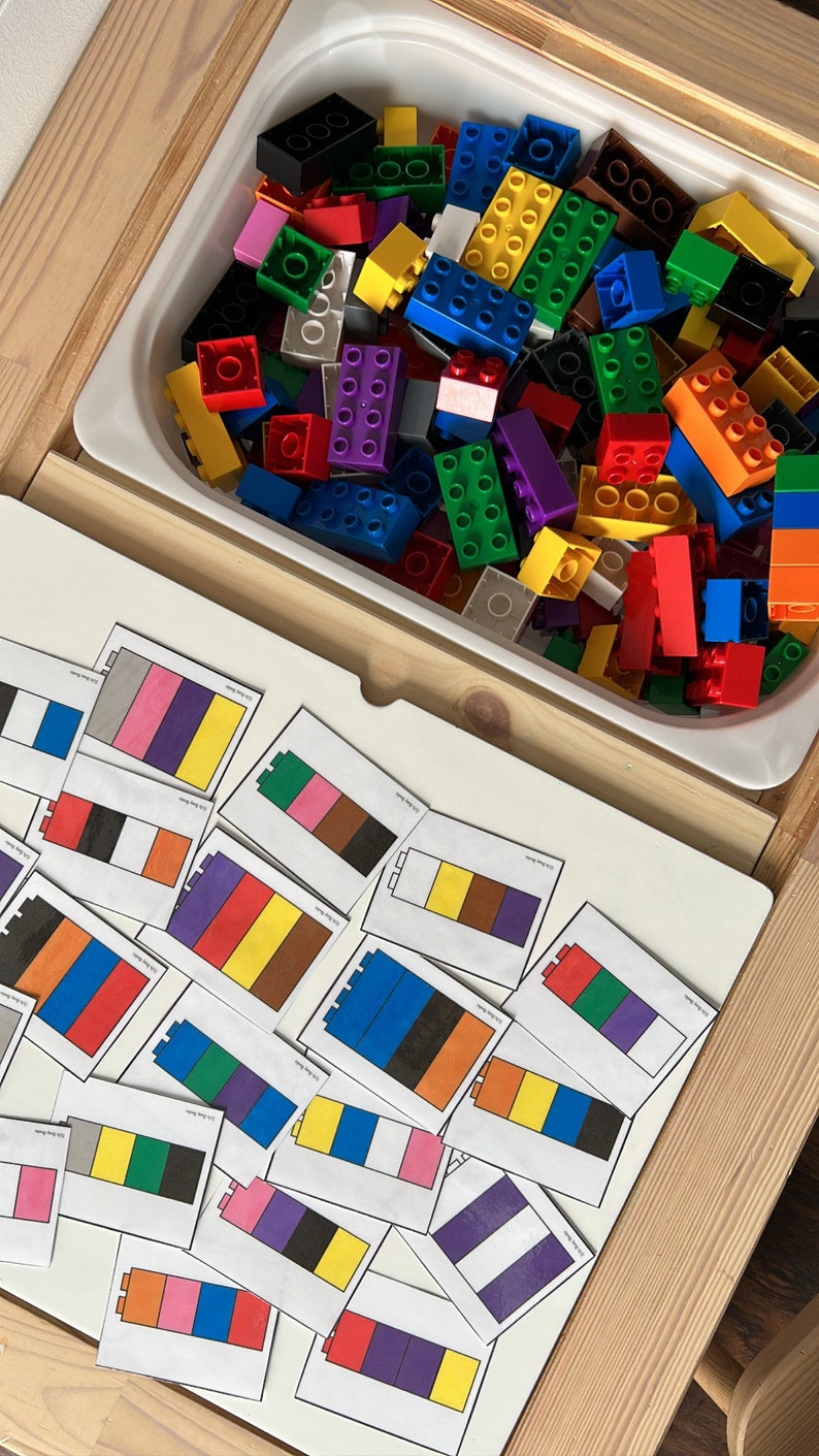 Building Blocks Cards for Sensory Bin Toddler Activity Etsy