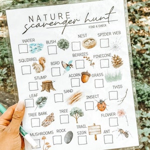 Nature Scavenger Hunt, Outdoors, Nature Walk, Science Activity for Kids