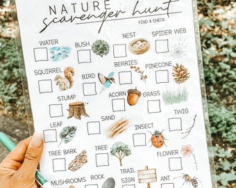 Nature Scavenger Hunt, Outdoors, Nature Walk, Science Activity for Kids