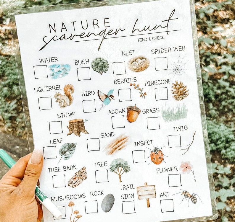 Nature Scavenger Hunt, Outdoors, Nature Walk, Science Activity for Kids image 1