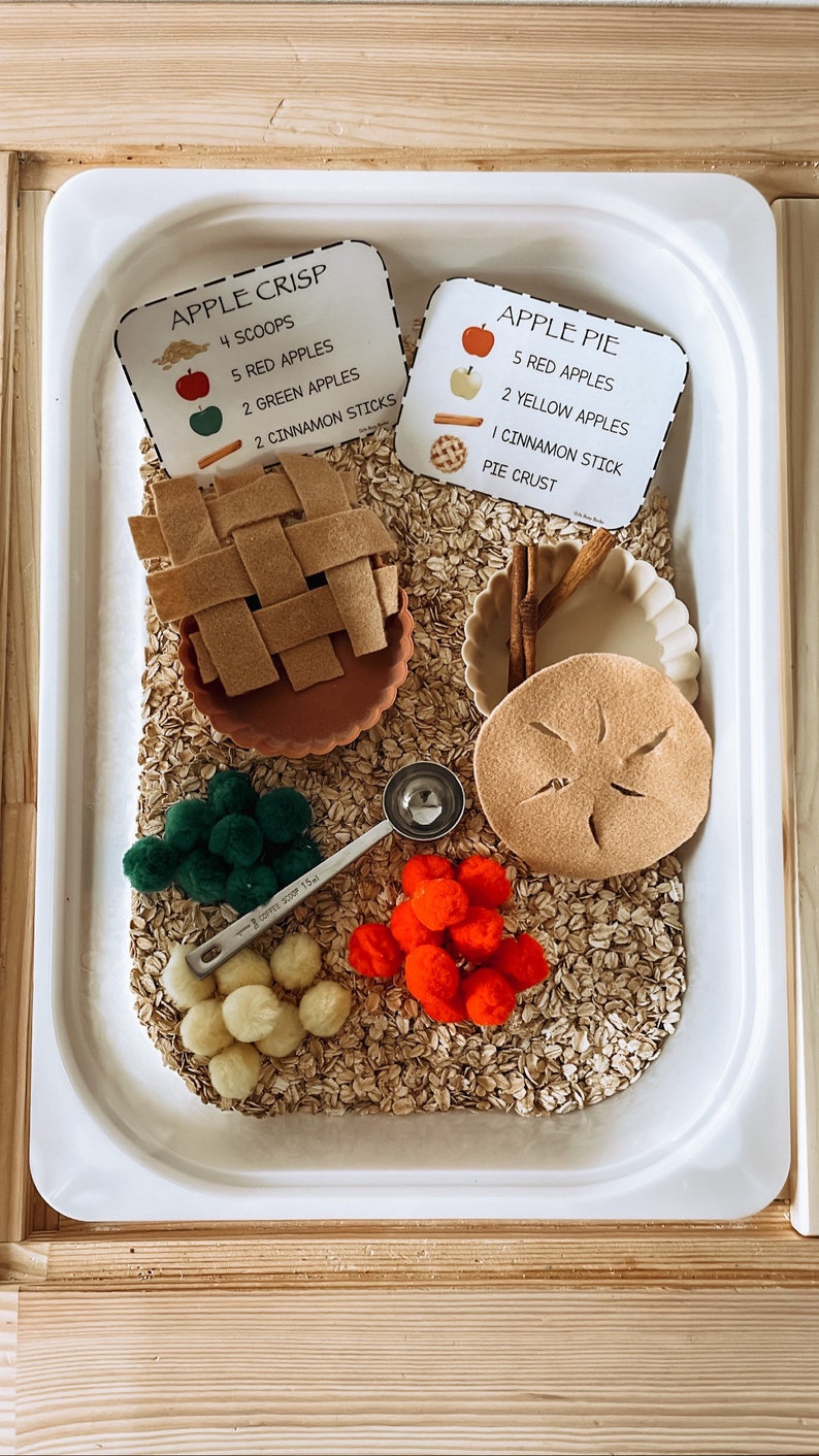 Apple Pie & Apple Crisp Sensory Bin for Toddlers, Fall Activity, Autumn Play image 8