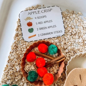 Apple Pie & Apple Crisp Sensory Bin for Toddlers, Fall Activity, Autumn Play image 3