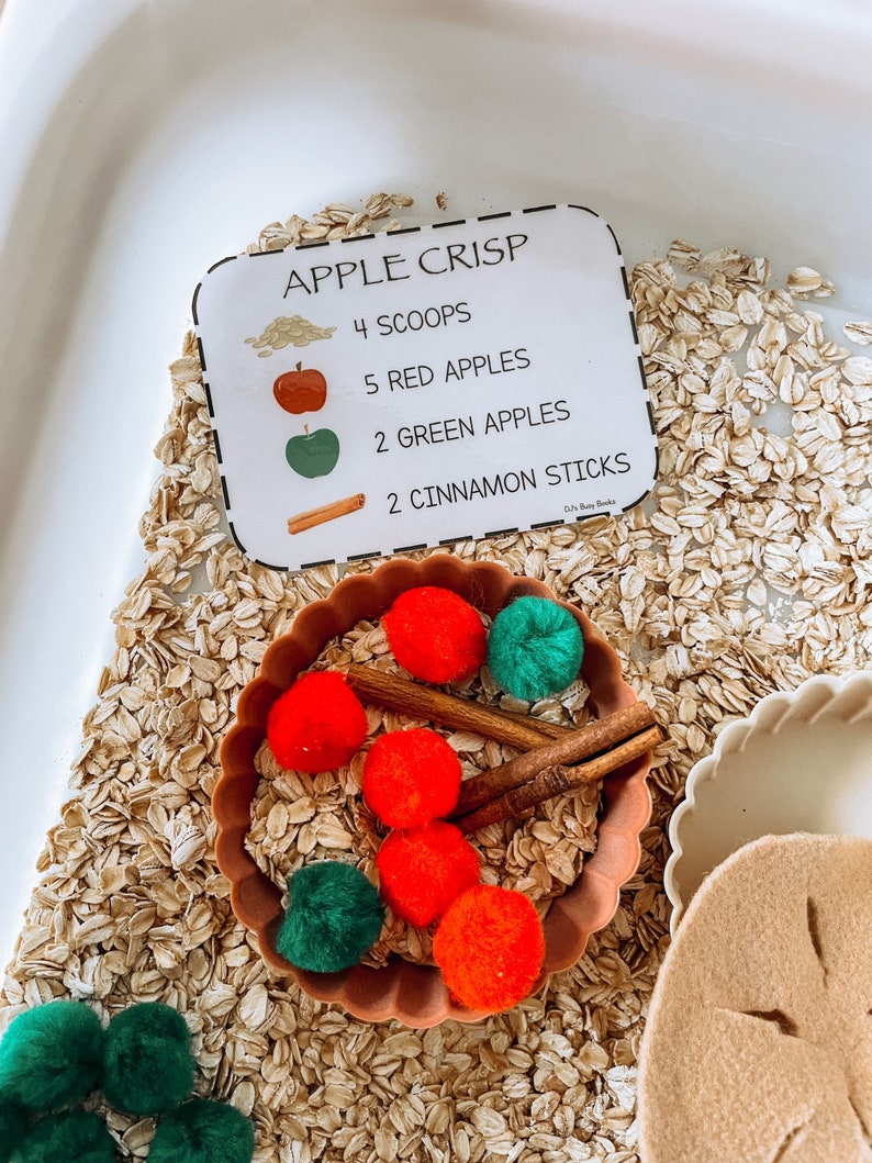 Apple Pie & Apple Crisp Sensory Bin for Toddlers, Fall Activity, Autumn Play image 3