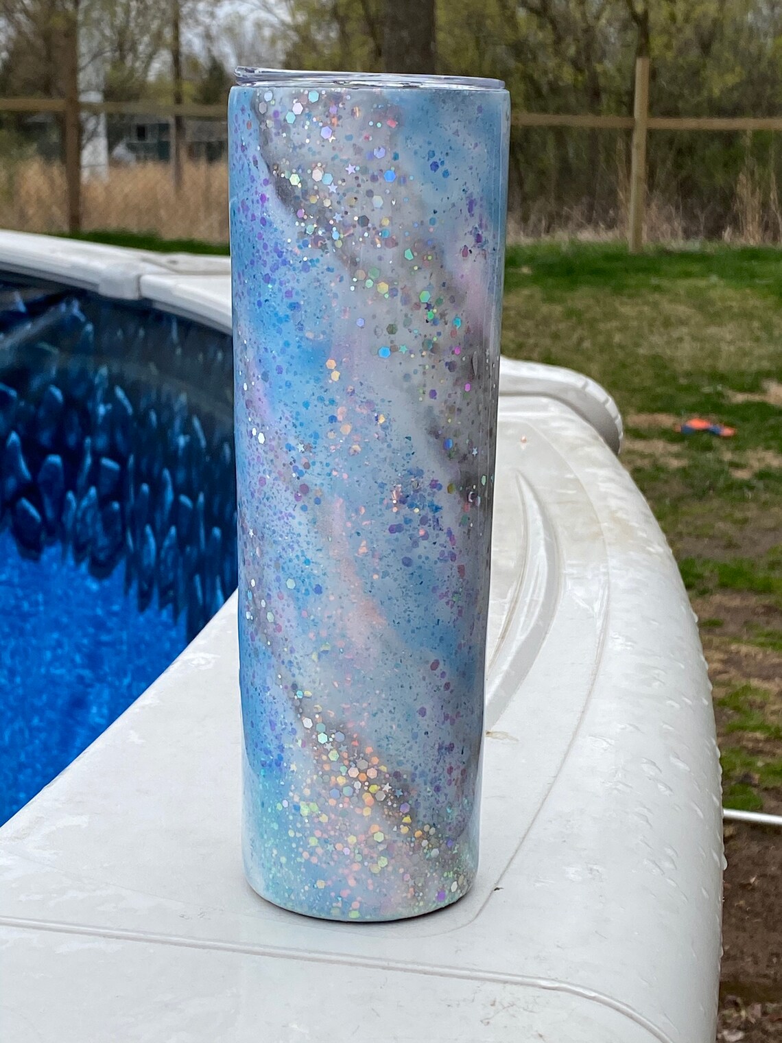Blue and Silver Glitter Tumbler I Blue Silver White Glitter Etsy