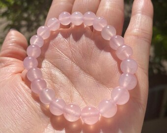 Grade A++ Rose Quartz Crystal Bead Bracelet 8mm, Genuine Gemstone Bracelet, Promote love, Self-Love Gift for Men & Women