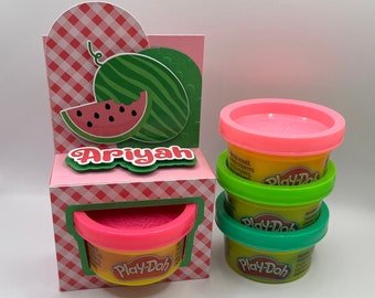 Watermelon Birthday Party Favors - Watermelon Play-Doh Boxes - One in a Melon Birthday