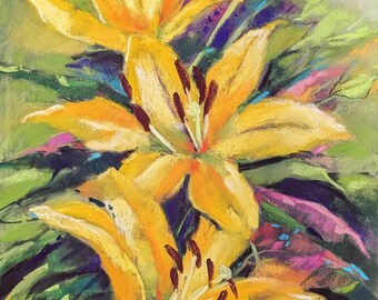 オリジナルアート ソフトパステル画 花 静物画 青のアクセント - Etsy 日本