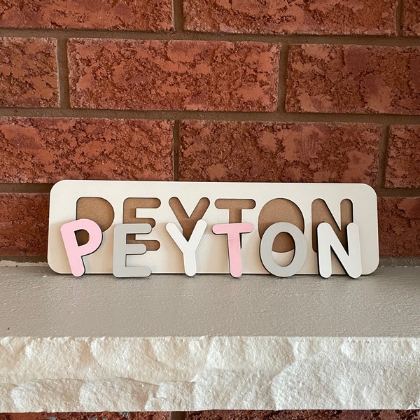 Personalized Name Puzzle - Gift For Kids - Toddler Toys - First Birthday Gift - Wooden Puzzle - Custom Wooden Baby Name Puzzle for Toddlers