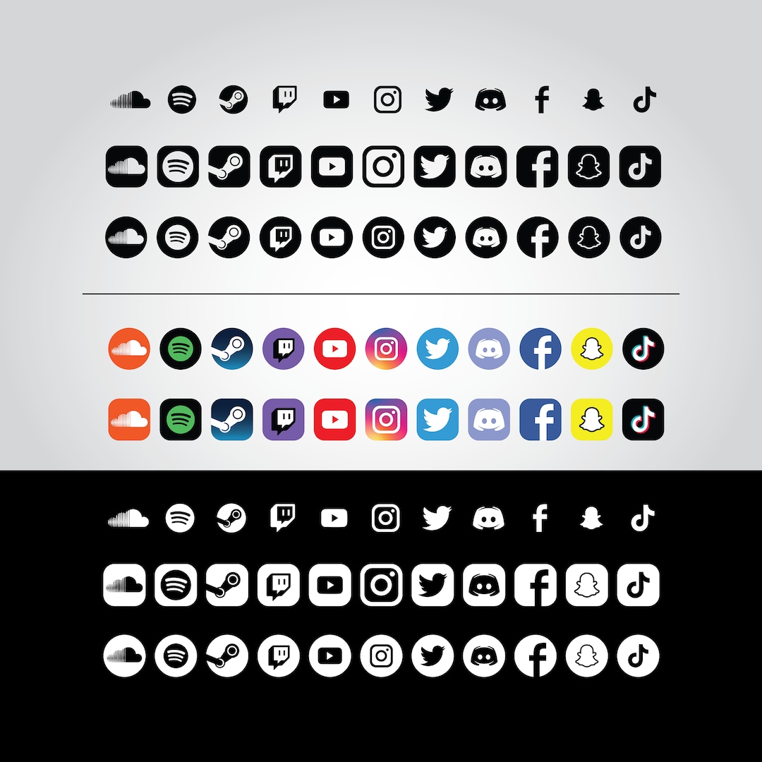 Basic Social Media Icons for Streamers 8 Sets - Etsy
