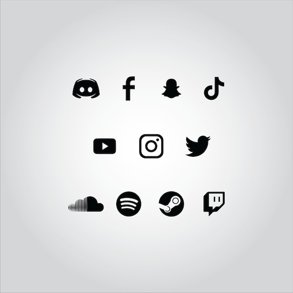 Basic Social Media Icon Set (For Streamer) - Black