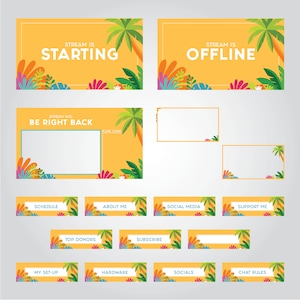 Twitch Overlay Package for Streamers - Tropical
