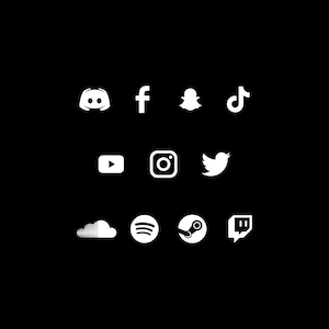 Basic Social Media Icon Set (For Streamers) - White